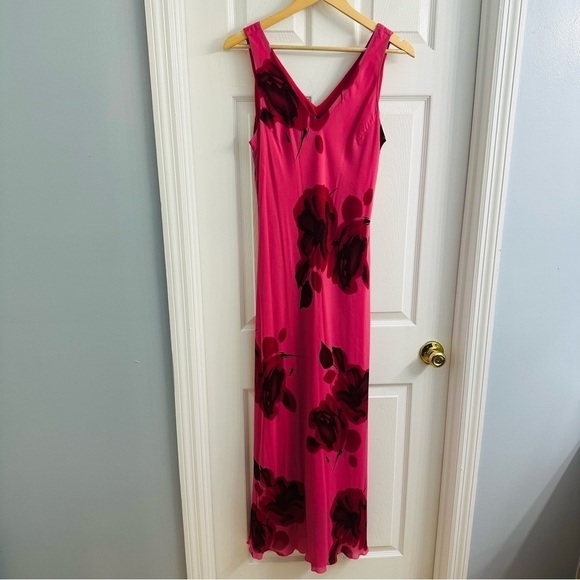 Vintage Dress Maxi Long Floral Pink Barbie Fairy Casual Vacation Size 10 Medium - Picture 4 of 8